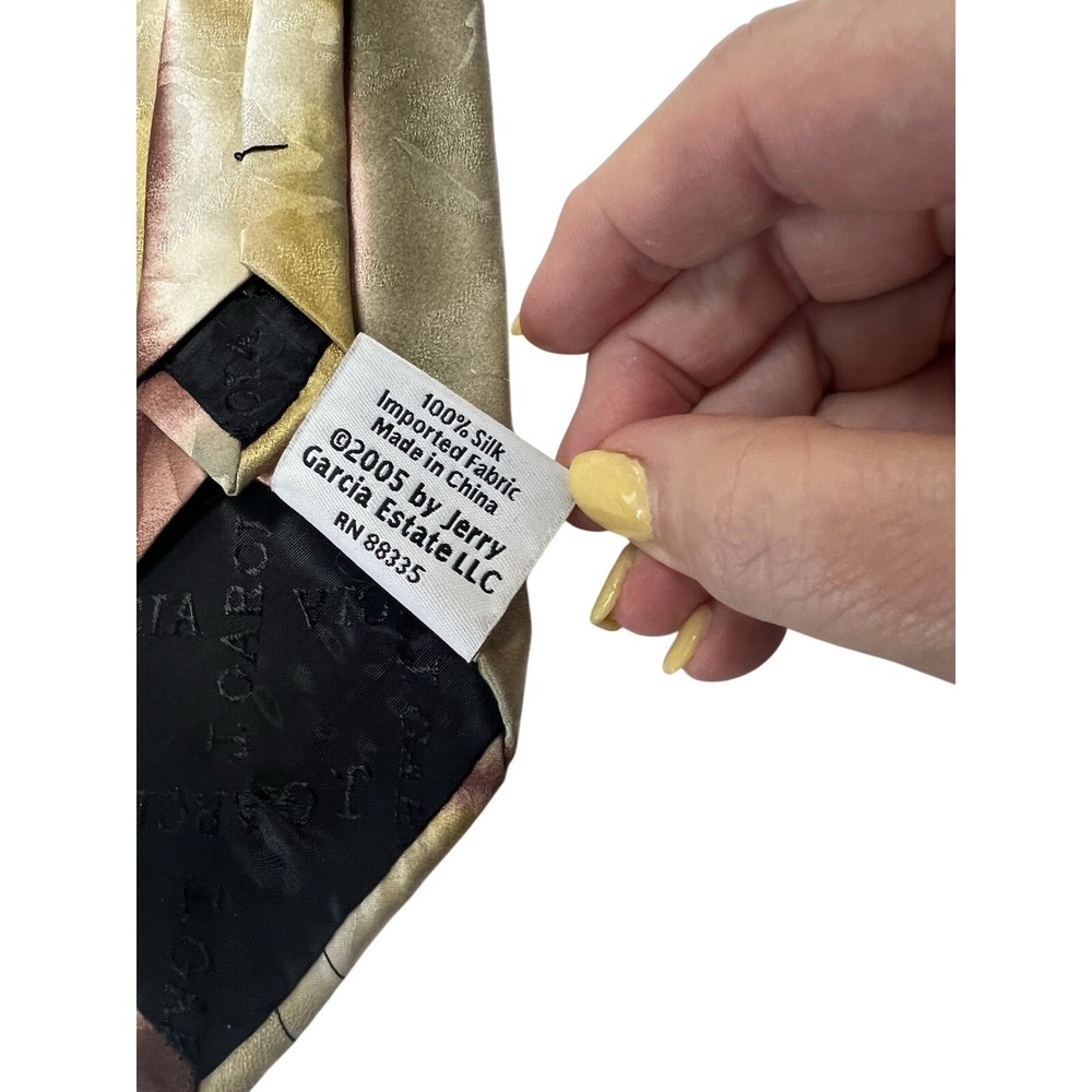 J. Garcia Tidal Wave Silk Tie Collection Forty Limited Edition Gold Tan Abstract - Picture 5 of 5